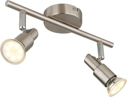 Globo 57385-2 Fali lámpa, LED reflektor, fém nikkel matt, fém krómozott, HxSzxM: 270x80x110mm, 2x GU10 LED 3W 230V izzókkal, 250lm forrás, 250lm kimenet, 3000K
