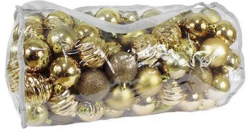 Inlea4Fun Karácsonyi gömbök 100 db 6 cm - Arany