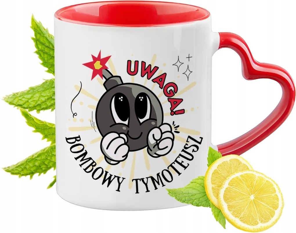 Timóteusnak Piros bögre szív alakú füllel Ajándék