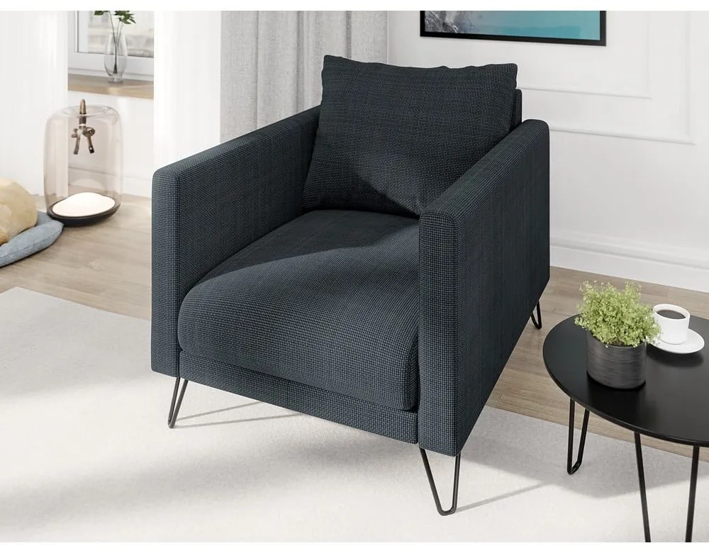 Sötétszürke zsenília fotel Freya – Ropez