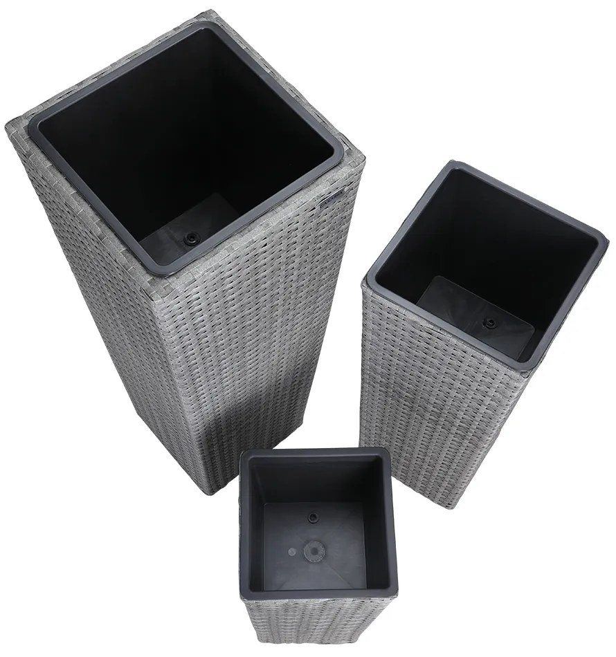 Casaria® 3 darabos virágtartó készlet - szürke