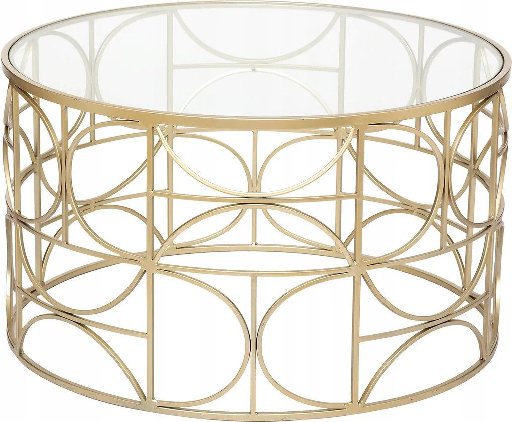 Loft Dohányzóasztal Nappaliba Kerek 71X41 CM Modern Fém Arany