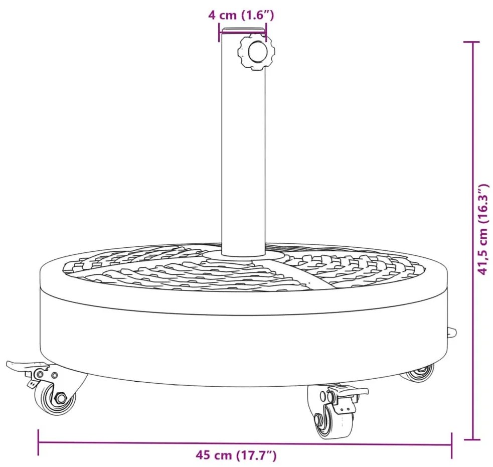 vidaXL görgős kerek napernyőtalp rúdhoz Ø38 / 48 mm 27 kg