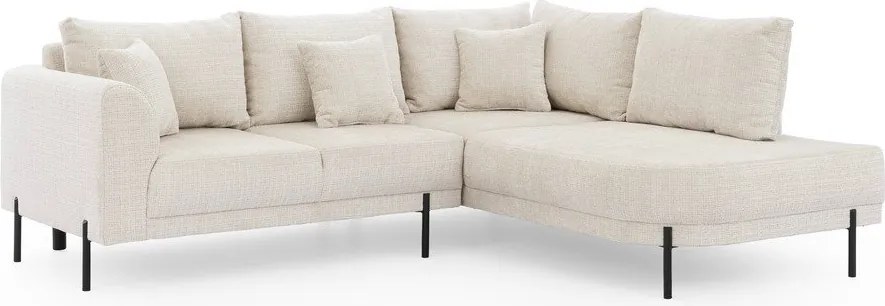 Bézs zsenília sarokkanapé (jobb oldali-L alakú) Mauris – Ropez