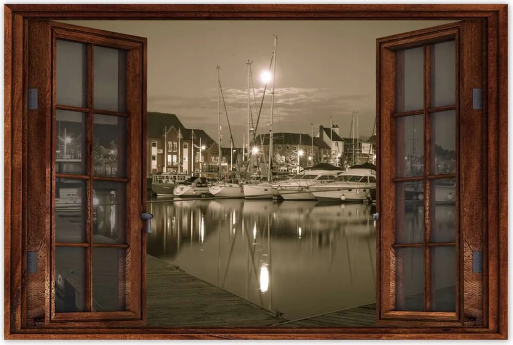 Poszterek 120x80 Kikötő-Fotó szépia