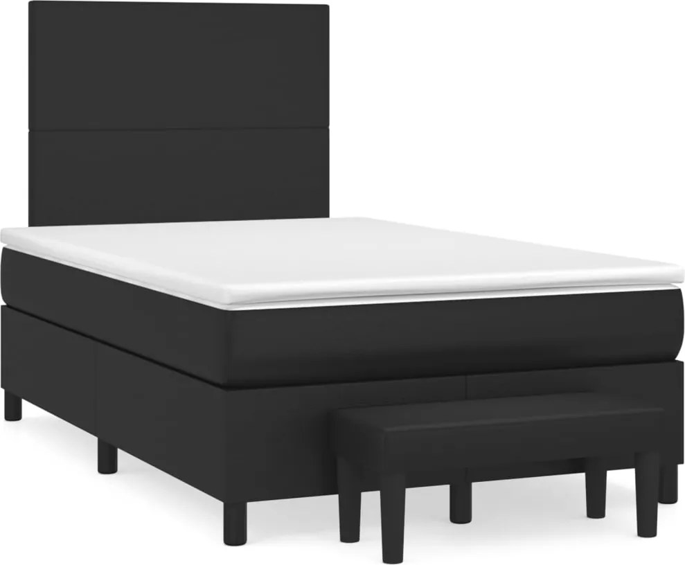 vidaXL fekete műbőr rugós ágy matraccal 120 x 200 cm