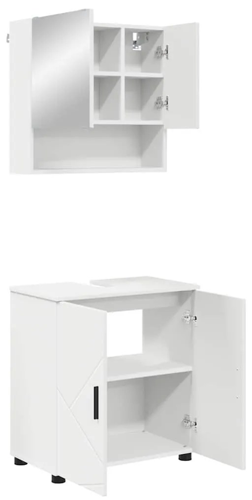 Fürdőszoba bútor szett 2 pcs Fehér 61 x 35 x 64 cm Faanyag