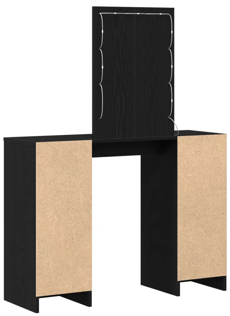 Fodrászasztal LED világítással Fekete Tölgy 102x33x135 cm