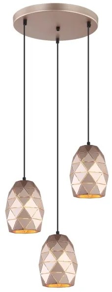 ITALUX MDM-3480/3A GD - Csillár zsinóron HARLEY 3xE27/40W/230V Rózsaarany