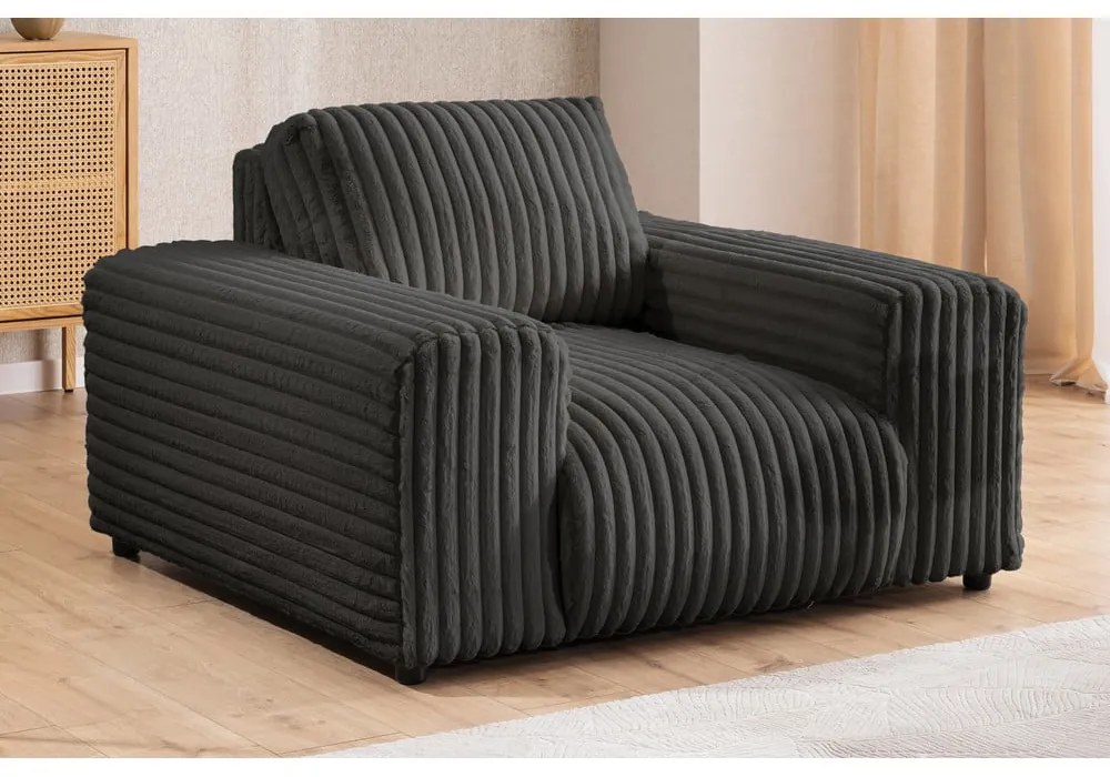 Sötétszürke kordbársony fotel Justin – Ropez