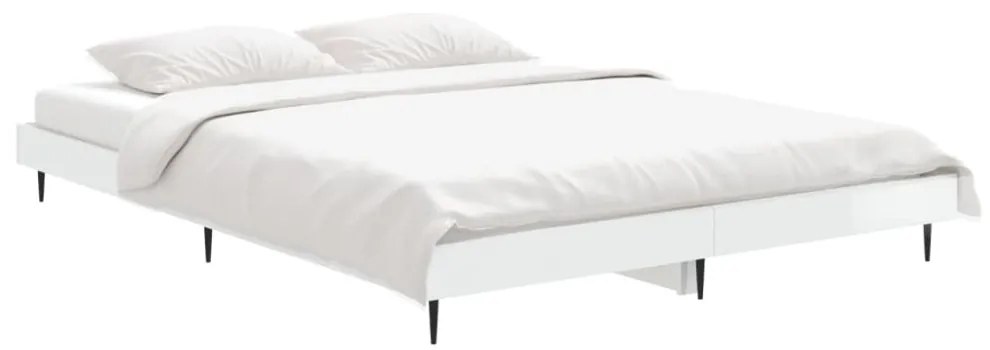 vidaXL magasfényű fehér szerelt fa ágykeret 140 x 190 cm