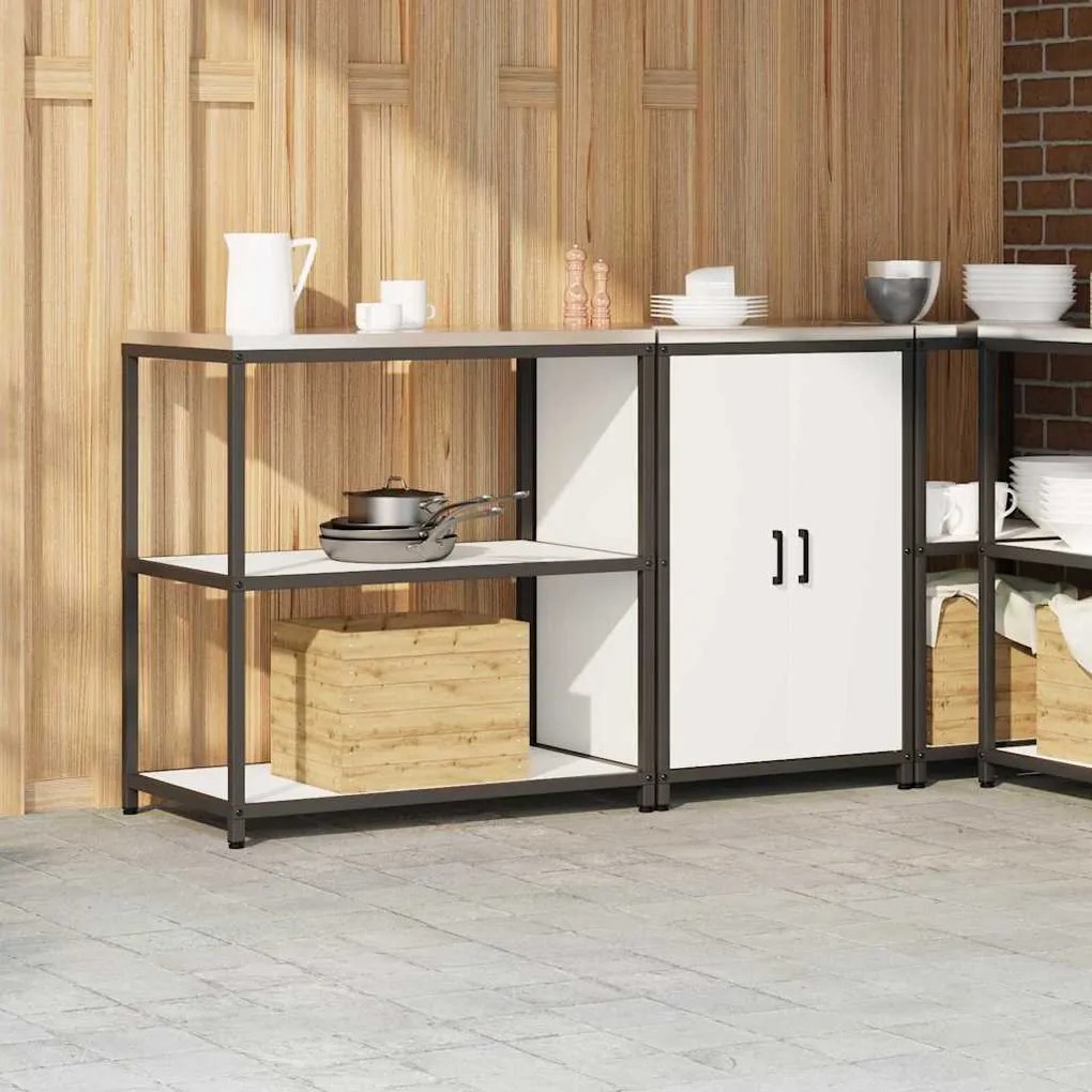 Konyhai Tároló Készlet polcokkal 2 pcs Fehér 150 x 50 x 92 cm