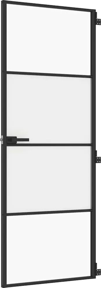 vidaXL fekete edzett üveg és alumínium vékony beltéri ajtó 76x201,5 cm