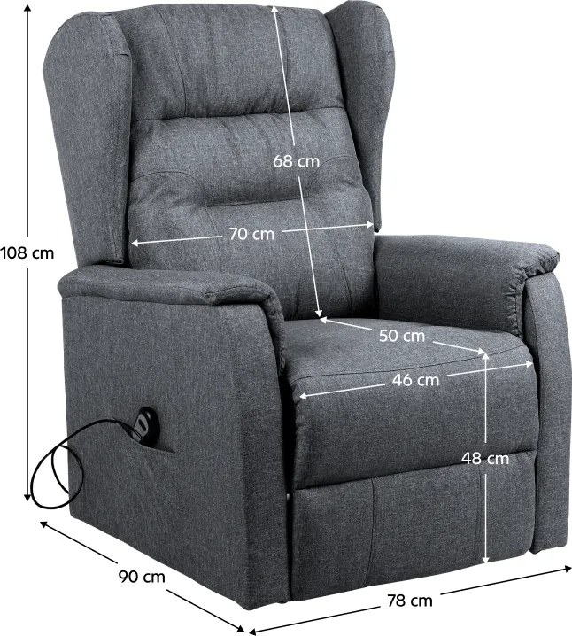 Állítható relaxációs fotel, világosszürke, DOURO