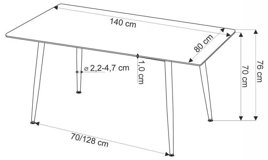 Webster étkezőasztal 140 cm, márvány / fekete