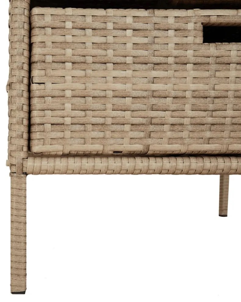 bézs polyrattan kerti tárolószekrény 55 x 59 x 80 cm