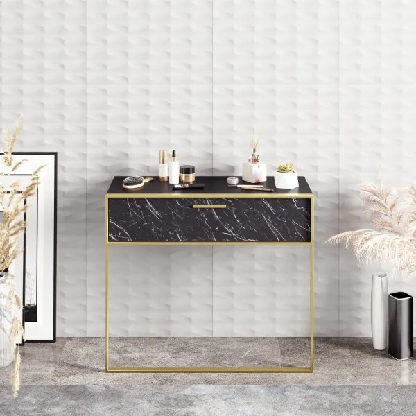 Fali konzolasztal POLKA 76,8x90 cm arany/fekete