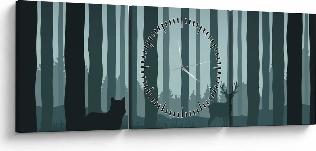 Kép - Szarvas farkassal a sziklák között (órával) (90x30 cm)