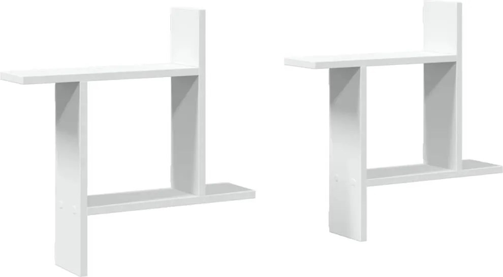 vidaXL 2 db fehér szerelt fa fali polc 50 x 12 x 50 cm