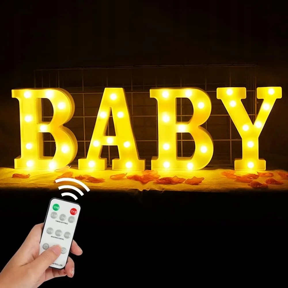 Világító betűk Led 3D Felirat Háttérvilágítású Baba Lámpa Távirányító