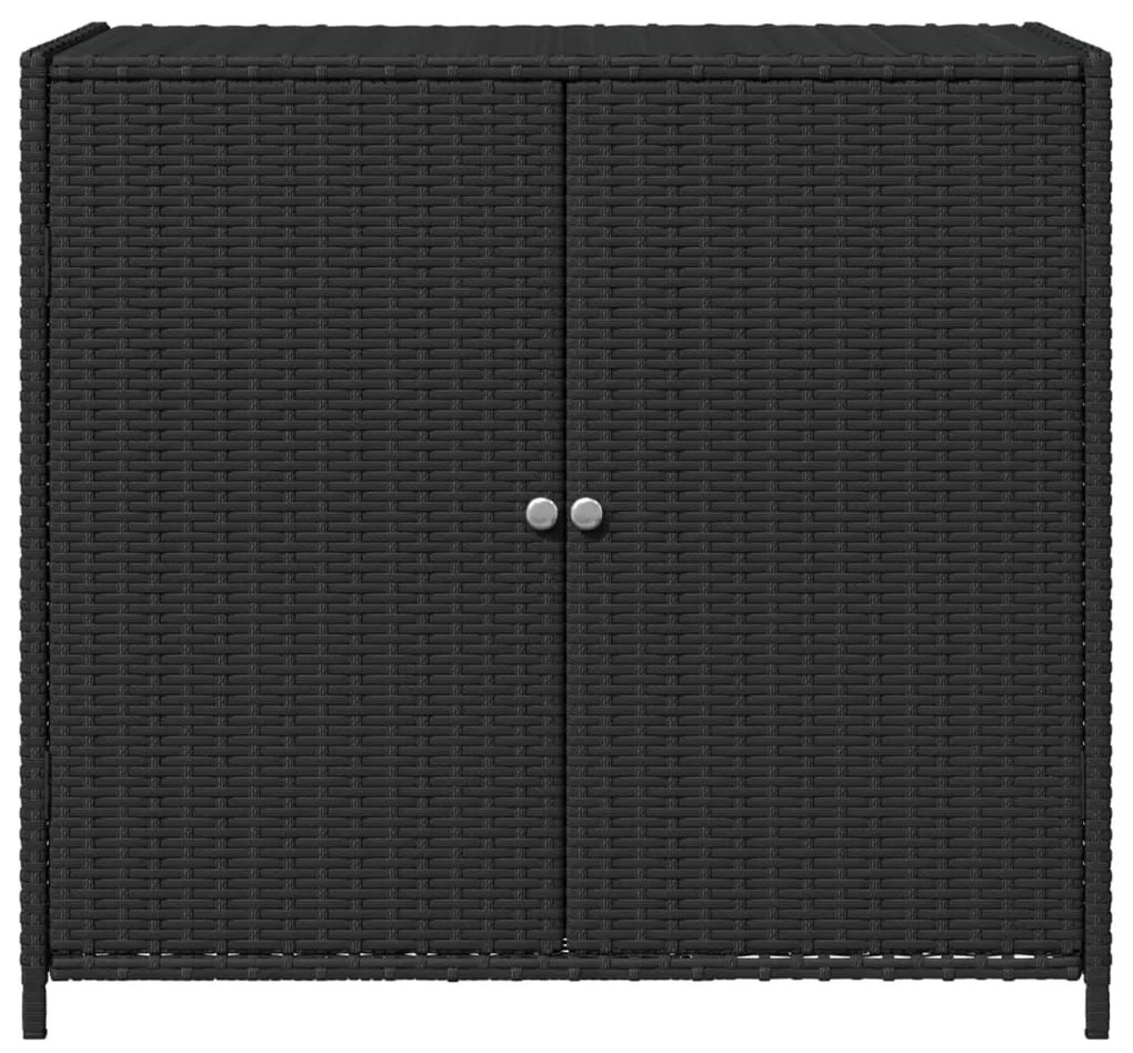 fekete polyrattan kerti tárolószekrény 83 x 45 x 76 cm