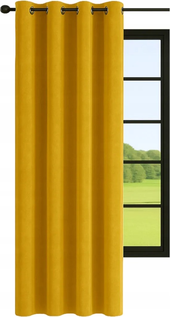 Kész velúr függöny 140x230 átvezető sima függöny Mustár