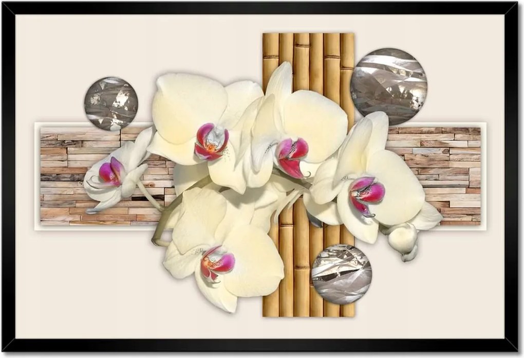 Poszterek keretben 60x40 Virágmintás bambusz