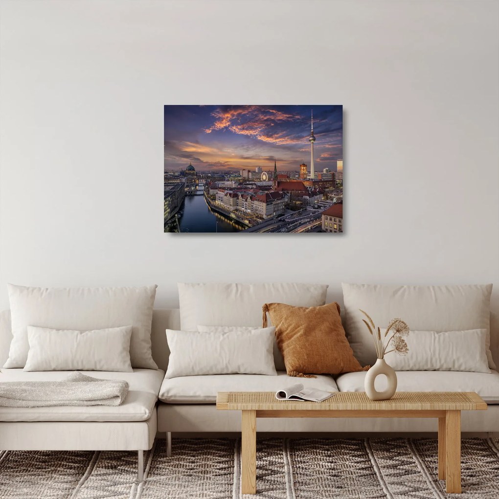 Kép - Naplemente Berlin felett (üvegen) (70x50 cm)