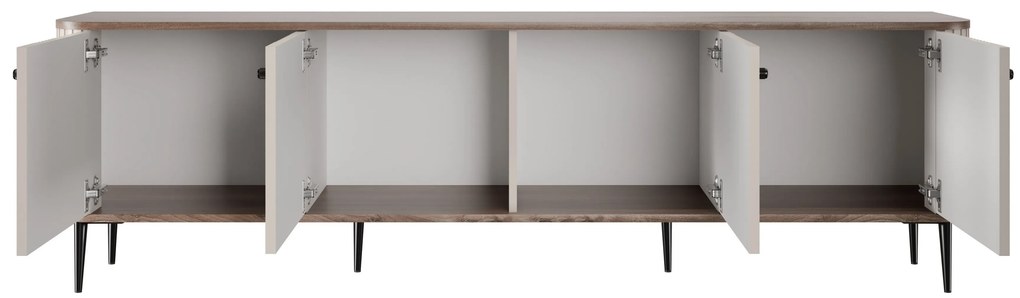 Vesper 4D TV szekrény 187 cm - kasmír / dió / fekete lábak