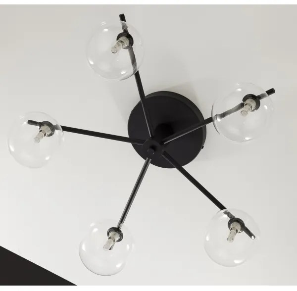 Jupiter 2046 - Felületre szerelhető csillár PRATO 5xG9/10W/230V fekete/átlátszó