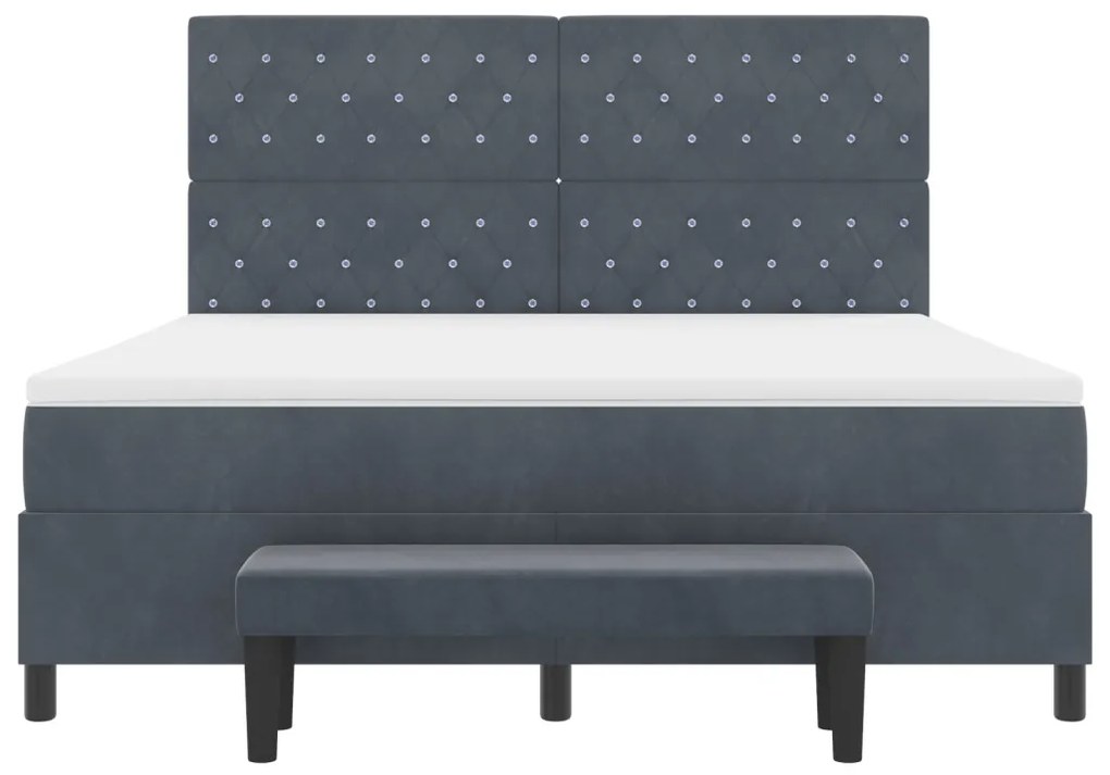 Franciaágy matraccal és paddal Sötétszürke 180x200 cm Bársony