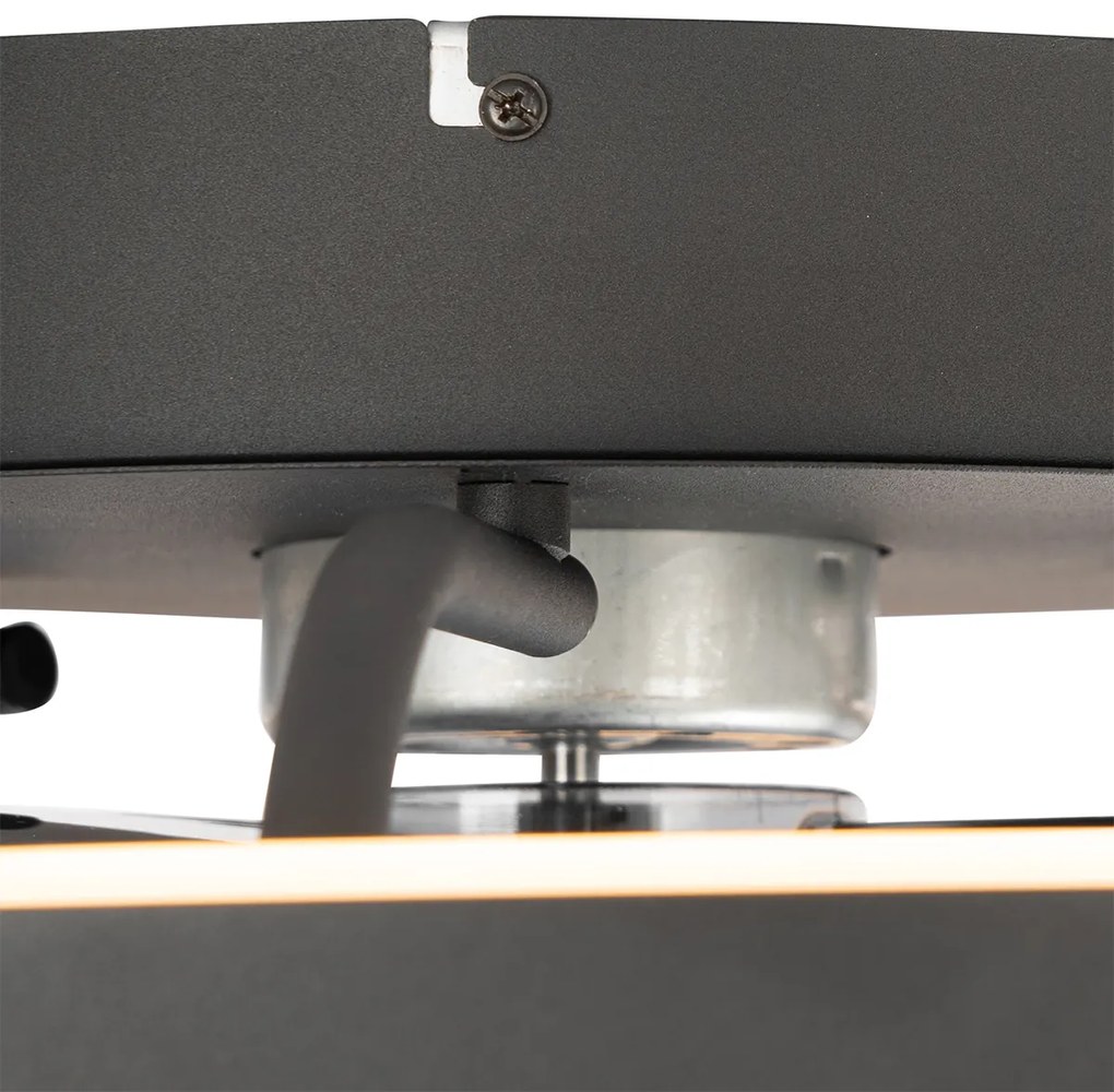 Mennyezeti ventilátor fekete 50 cm LED-del, fényerőszabályzóval és távirányítóval - Maddy