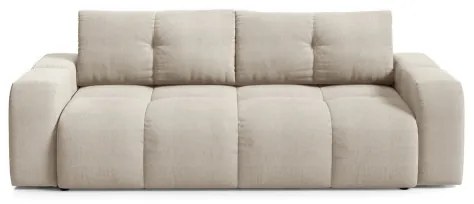 ALMADA bézs kárpitozott, kihúzható háromszemélyes kanapé tárolóval