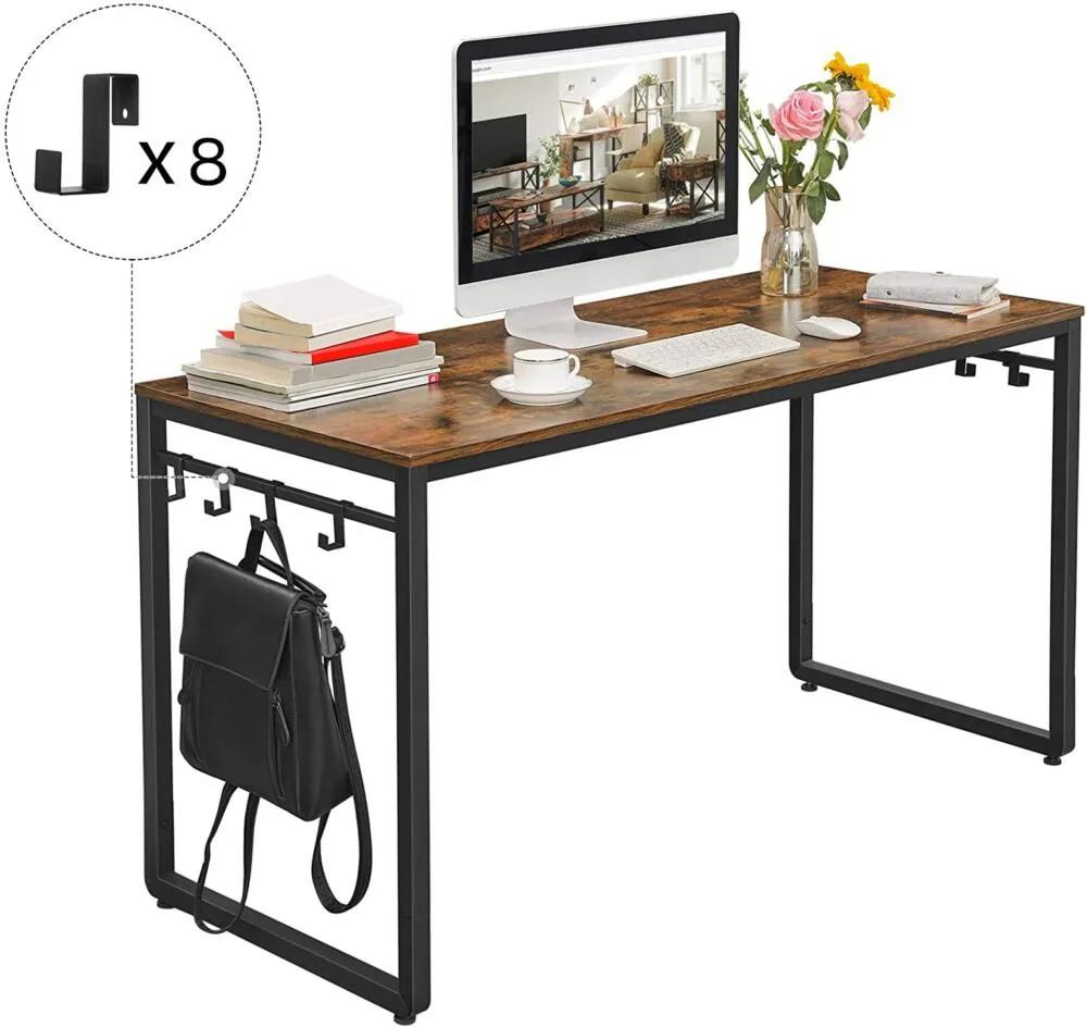 Számítógép asztal, Íróasztal, Irodai íróasztal 8 kampóval, 140 x 60 x 75 cm