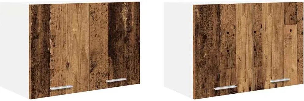 vidaXL Függő szekrény 2 pcs Régi fa és fehér 60 x 31 x 40 cm Faanyag