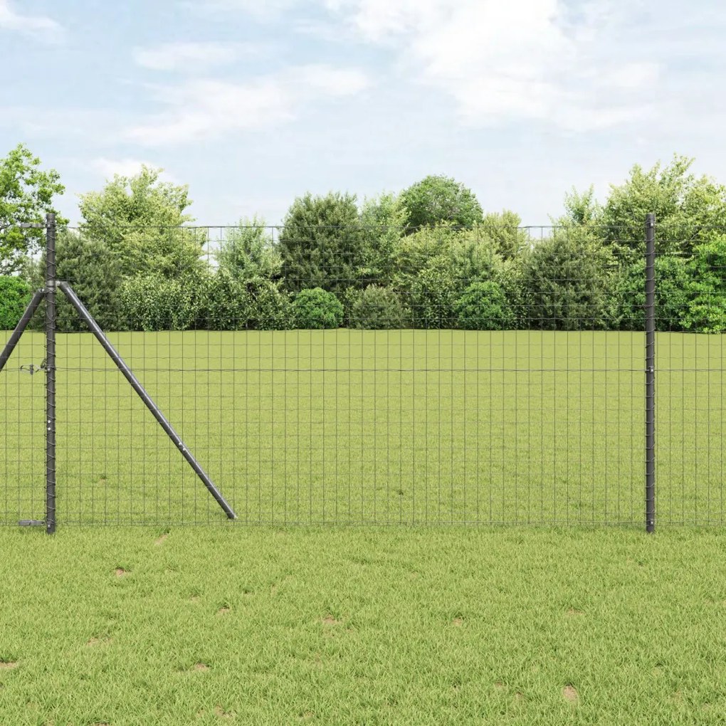 Kerítési Oszlopok 26 db Szürke Ø32 mm 190 cm Horganyzott Acél