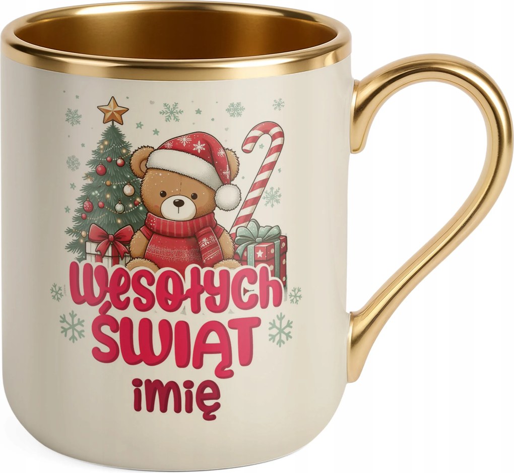 Prémium Bögre Arany Ekrü Személyre szabott Karácsonyi Ajándék