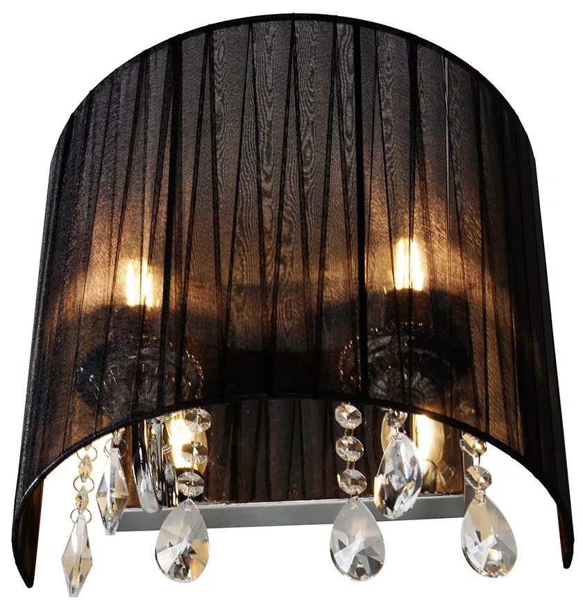 2 db fali lámpa készlet króm fekete árnyékolóval - Ann-Kathrin 2