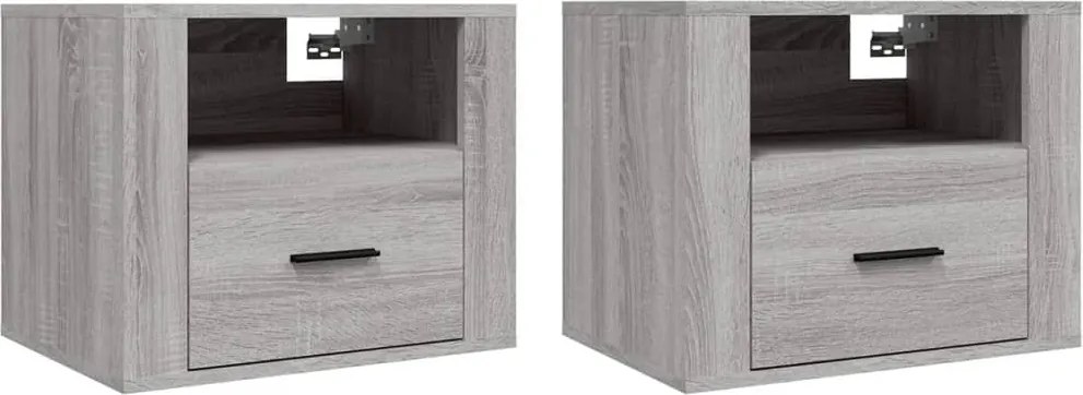 vidaXL 2 db szürke sonoma falra szerelhető éjjeliszekrény 50x36x40 cm