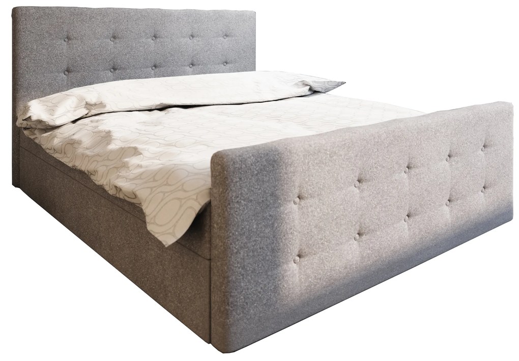 Franciaágy Boxspring 200 cm Milagros 1 (szürke) (matraccal és tárolóhellyel). 1046749