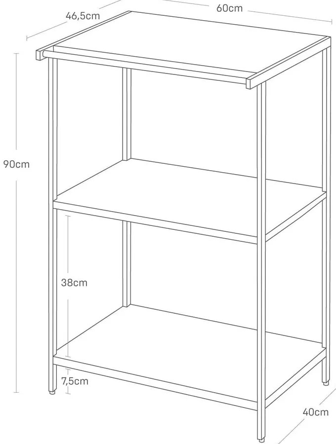 Matt fekete acél polcos állvány 60x90x46,5 cm Tower – YAMAZAKI