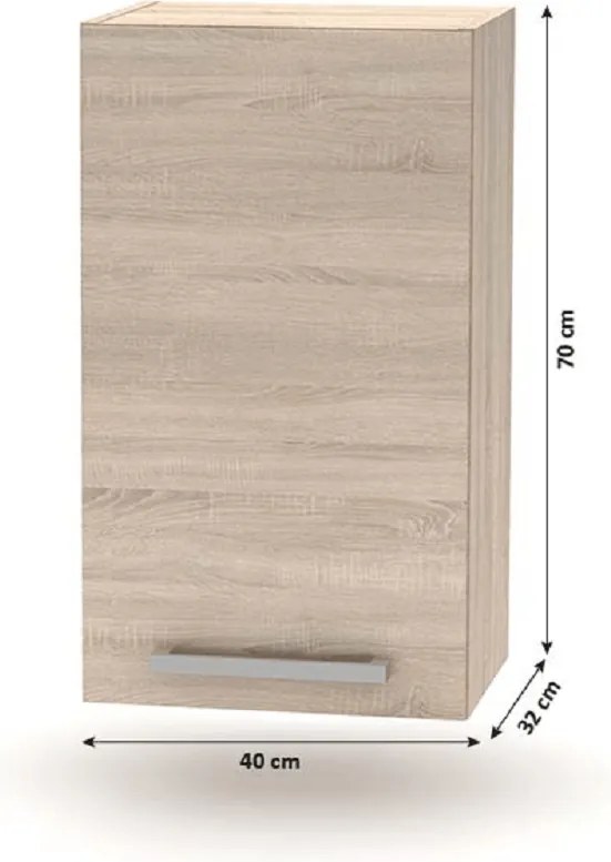 Konyhabútor 2,4 m, tölgy sonoma, NOVA PLUS