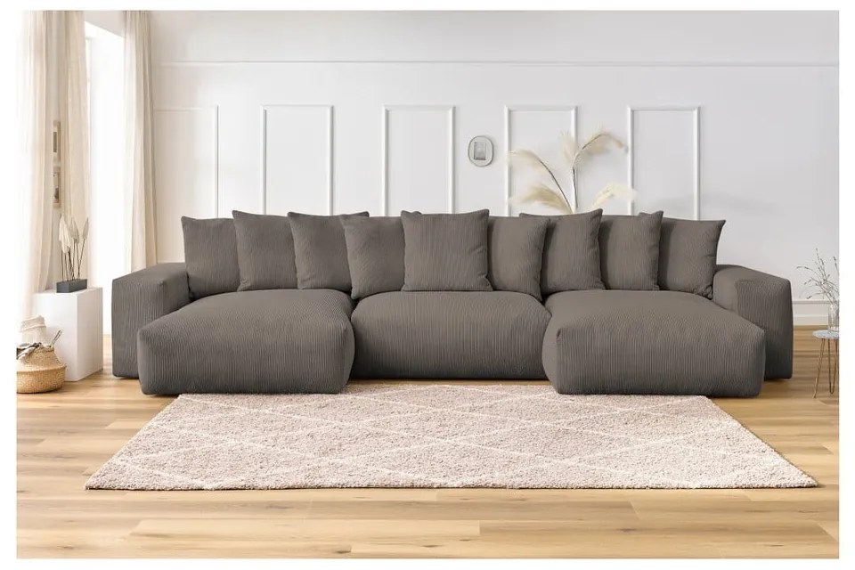 Szürkésbarna kordbársony sarokkanapé Voltaire – Bobochic Paris