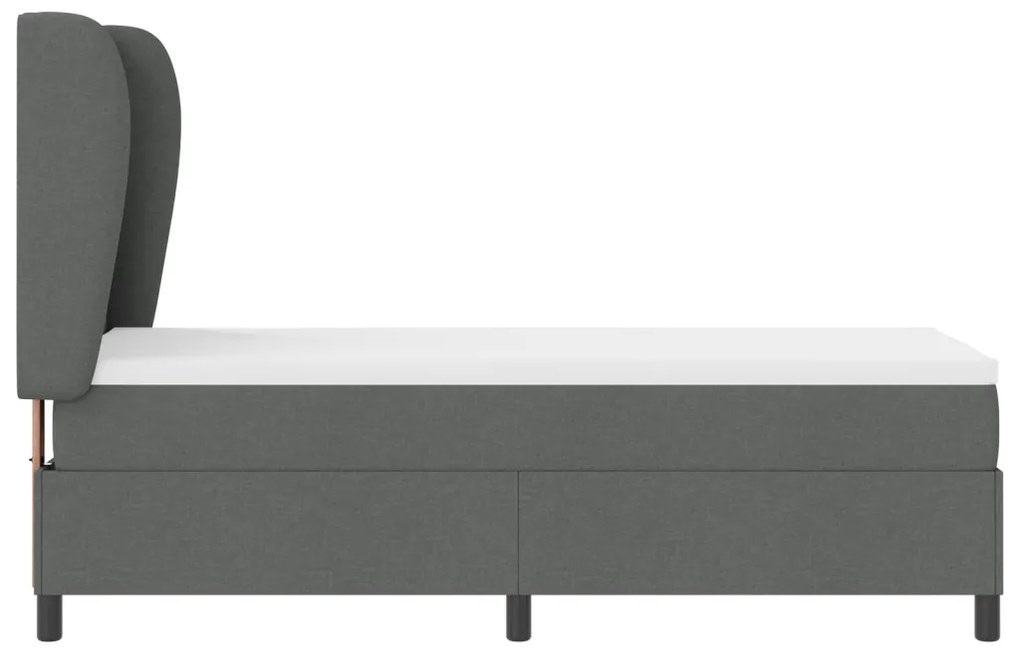 Boxspring Ágy Matrac Fekete Szürke színben, 80x200 cm, Szövet