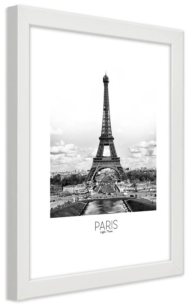 Gario Poszter Az ikonikus Eiffel-torony A keret színe: Fekete, Méret: 40 x 60 cm