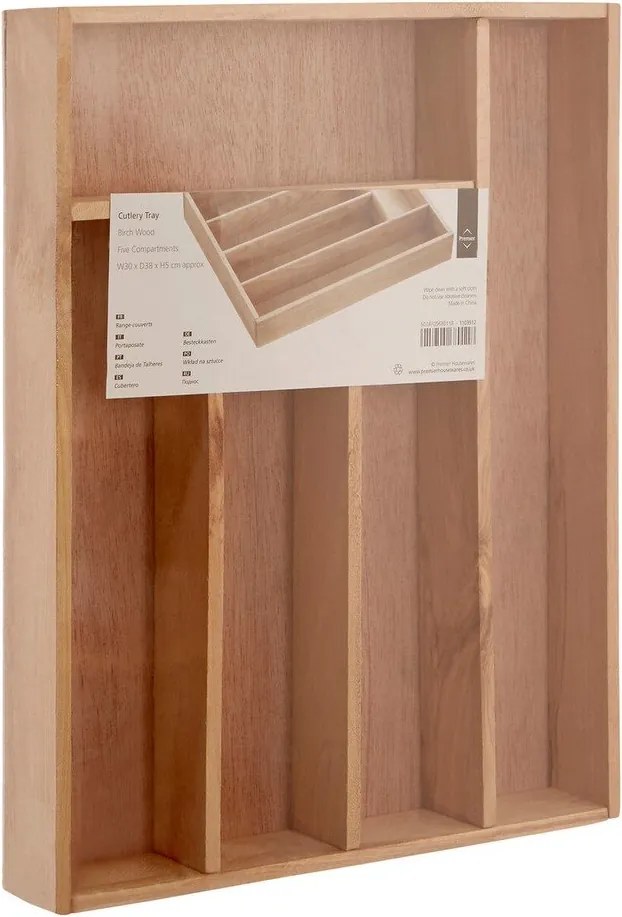Natúr színű fa evőeszköztartó fiókba 30 x 38 cm – Premier Housewares