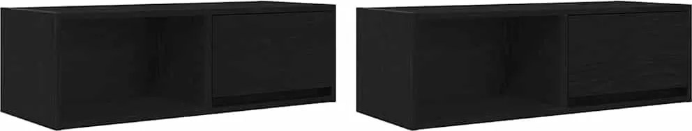 vidaXL 2 db fekete tölgy színű szerelt fa TV-szekrény 80x31x25,5 cm