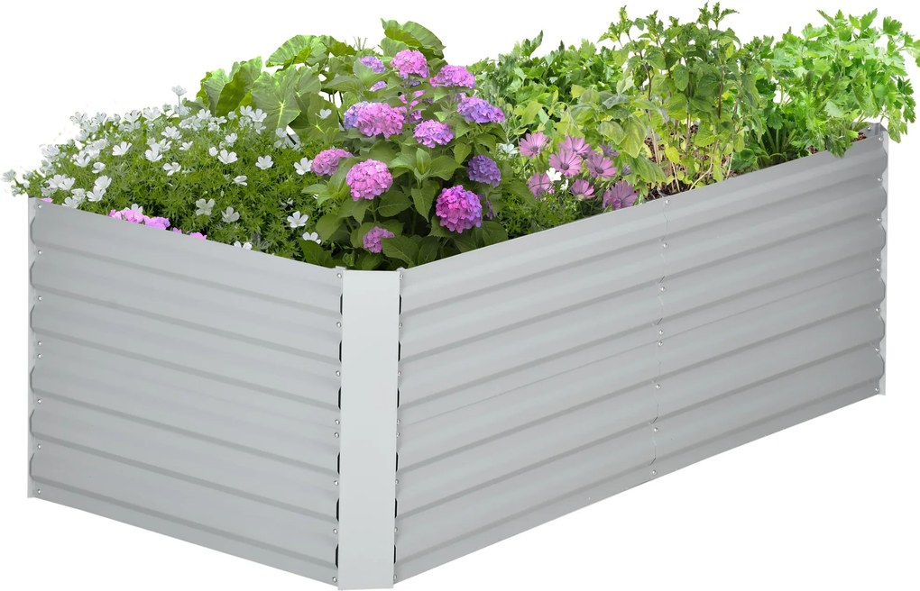 Outsunny Acél Magaságyás, Növényládák 180x90x60cm, Kert, Erkély, Terasz, Zöldségágyás Virágokhoz, Növényekhez, Gyümölcsökhöz | Aosom