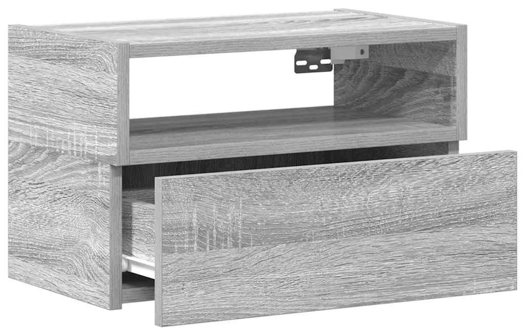 Szürke sonoma falra szerelhető éjjeliszekrény 45x26x28,5 cm