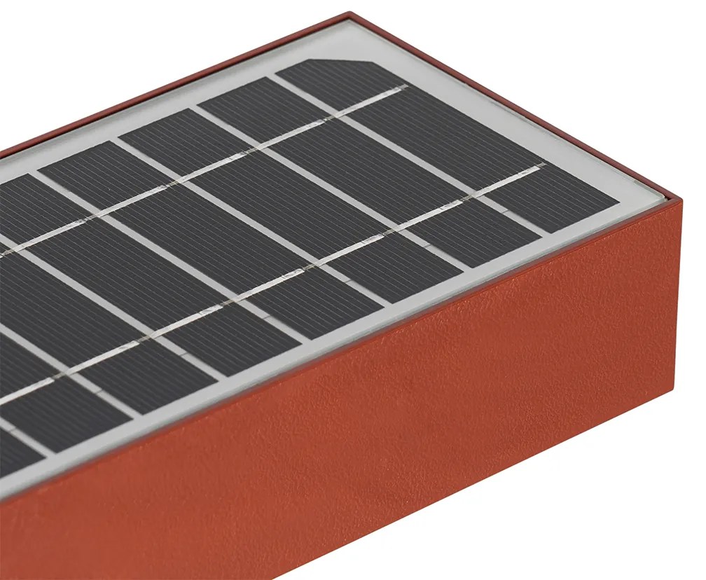 Külső fali lámpa piros, fényerő-szabályozóval és mozgásérzékelővel napelemes - Kayo